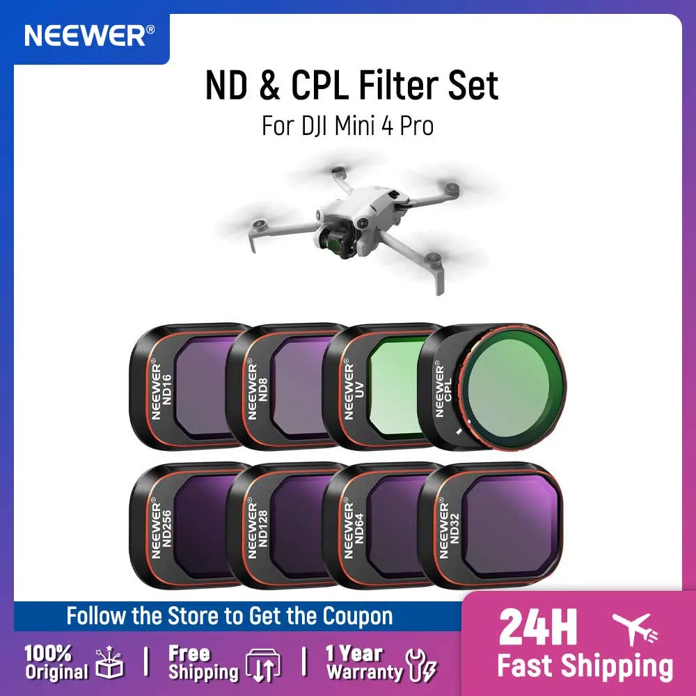 Neues NEEWER ND & CPL Filterset für DJI Mini 4 Pro, 4er-Pack/6er-Pack/8er-Pack Filter Polarisator Drohnenobjektivfilter mit neutraler Dichte Image