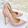 Mode Weben Frauen Elegante Party Schuhe 8CM 10CM 12CM High Heels Spitz Rosa Einzelnen Schuhe Büro Im