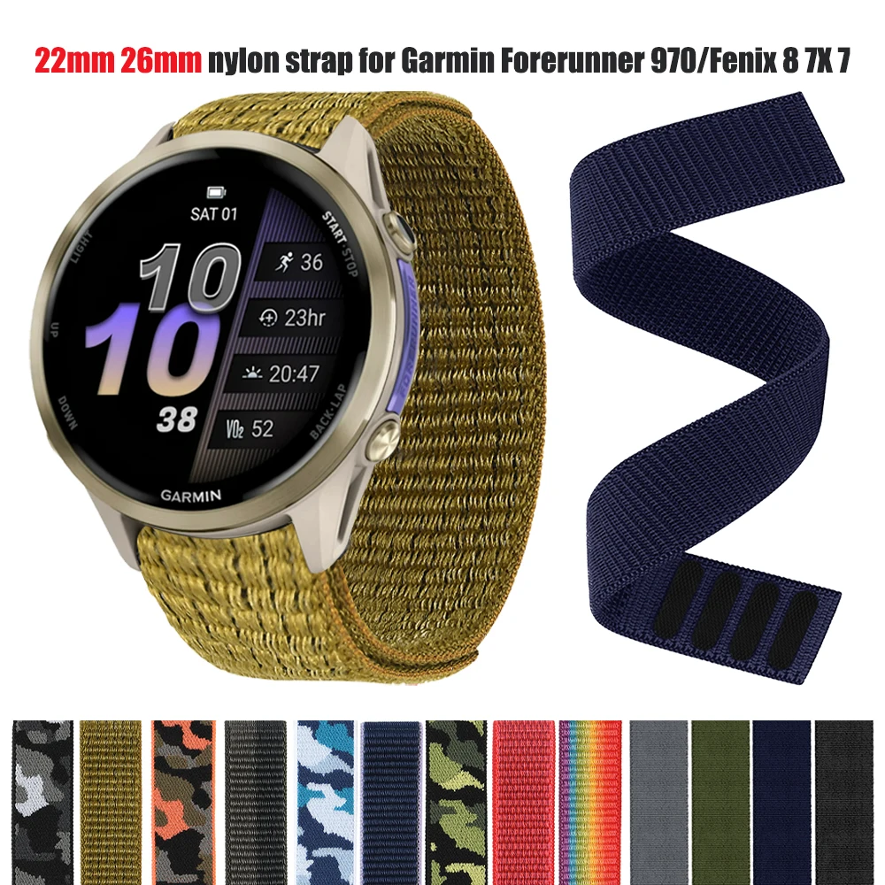 22 mm 26 mm Nylonarmband für Garmin Fenix E 8 7X 7 6X 6 5 Plus Uhrenarmband Forerunner 970 965 955/Descent Mk3i/MARQ geflochtenes Armband Image