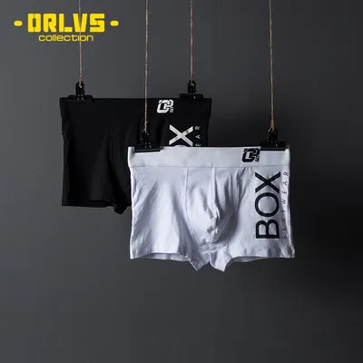 ORLVS Herren-Unterwäsche, einfarbig, einfache Baumwolle, mittlere Taille, locker, elastisch, bequem, atmungsaktiv, modische Herren-Boxershorts, Reiten Image