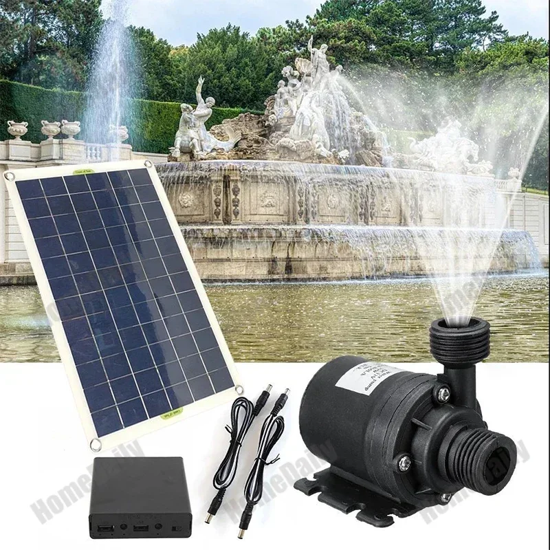 50 W 12 V geräuscharmes Solar-Wasserpumpen-Set, solarbetriebenes Vogelbad, Solarbrunnen, Garten, Pool, Teich, Brunnenpumpe, Bewässerungspumpen