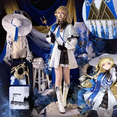 Phoebe Kostüm Spiel Wuthering Waves Cosplay Blaues Kleid Komplettset Lolita Perücke Rollenspiel Outfit für Frauen Halloween Karneval Party Image