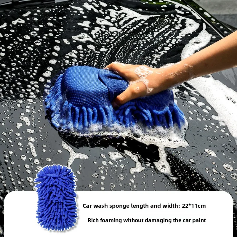 Motorrad-Reinigungshandschuhe, Waschschwammbürste, weiche Chenille-Mikrofaser-Waschbürste, Auto-Reinigung, Wasseraufnahme, Bürsten, 1 Stück Image