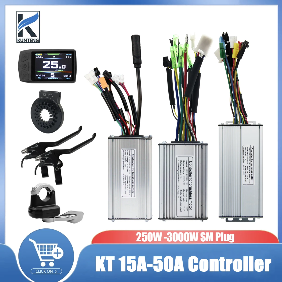 Controller Ebike KT 15A-50A SM/impermeabile con nuovo pannello display Controller KT per bici elettrica display ebike per kit bici elettrica
