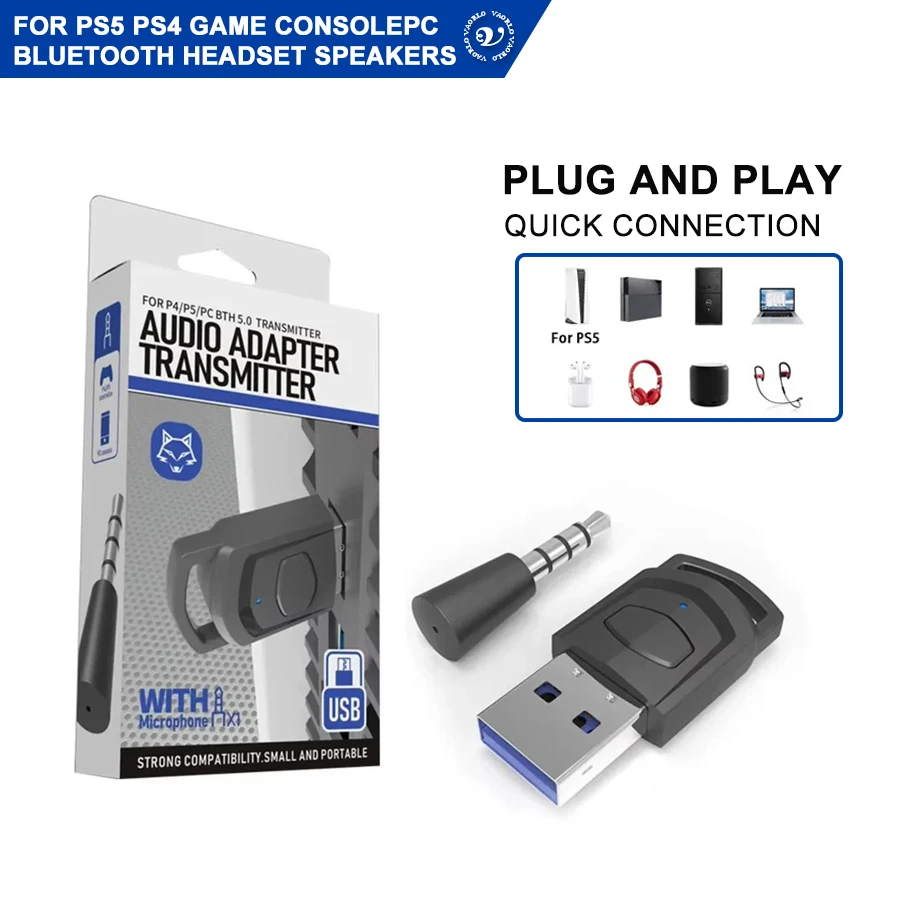 Adaptateur de casque Audio de jeu sans fil, pour Console de jeu PS5, PS4, casque PC, transmetteur Audio Bluetooth 5.0