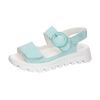 Plateausandale WALDLÄUFER "H-NELE", Damen, Gr. 7,5 (41), blau (hellblau), Veloursleder, unifarben, modisch, Schuhe, Sommerschuh, Sandalette, Klettschuh in Komfortweite H (= sehr weit)