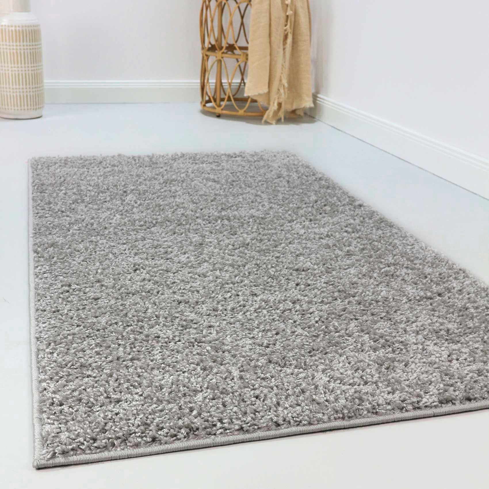 Hochflor-Teppich ESPRIT "Whisper Shag ESP-9977", grau (hellgrau), B:80cm H:30mm L:300cm, Polypropylen, Teppiche, Läufer, uni, waschbar, mit Antirutschbeschichtung, Wohnzimmer Image