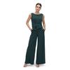 Overall VERA MONT "Vera Mont Jumpsuit mit weitem Bein", Damen, Gr. 48, Normalgrößen, grün (mystic grün), Cru00eape, Obermaterial: 95% Polyester, 5% Elasthan. Futter: 100% Polyester., elegant, ausgestellt, U-Boot-Ausschnitt, ohne Ärmel, Overalls,...