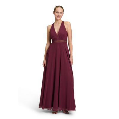 Abendkleid VERA MONT "Vera Mont Abendkleid mit Spitze", Damen, Gr. 36, Normalgrößen, wild ruby, Obermaterial: 100% Polyester. Besatz: 100% Polyester. Futter: 100% Polyester., festlich, ausgestellt lang, V-Ausschnitt, ohne Ärmel, Kleider, Dekoelemente Image