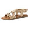 Riemchensandale TAMARIS, Damen, Gr. 42, gold (goldfarben), Leder, klassisch, Schuhe, Sommerschuh, Sandalette mit Klettverschluss am Riemchen