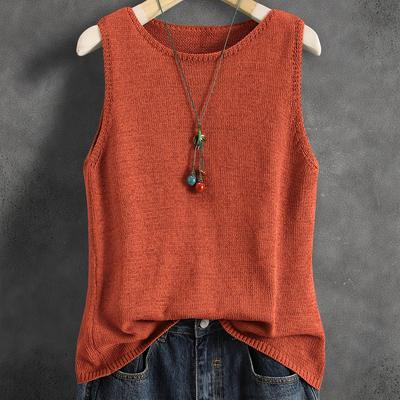TEMU Women's Lightweight Vest - Sleeveless Retro Style For Spring/summer, Gray With Frayed Hem & Cowl Neck, Casual Layering Accessory, Lightweight & Breathable For Layerin Image