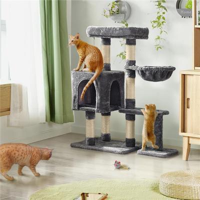 TEMU Costoffs Cat Tree 96 Cm Height 4-tier Cat Tree With Viewing Platform & Cat Cave & Lounging Den & Sisal Poles & Plush Ball Image