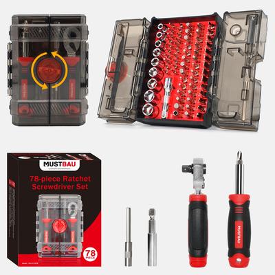 TEMU Black 78 Pcs In 1 Precision Mechanic Screwdriver Set, Tool Set With Torx T10-t40, Hex H2-h6, Phillips 0-3 Etc. Repair Set For Ps4, Switch, Laptop, Pc, Glasses, Watches. Image