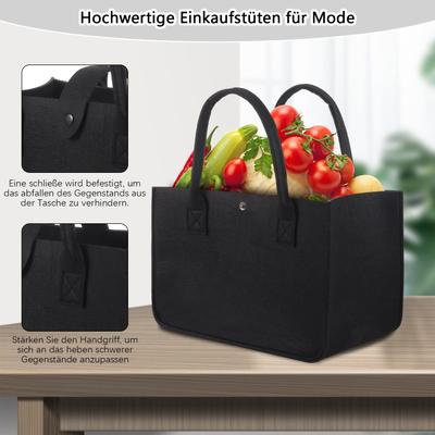 TEMU 1/2pcs Foldable Felt Shopping Bags, Leak Proof Non-woven Rectangle Tote With Clutch, Versatile Carry Handbags For Toys, Groceries, And Image