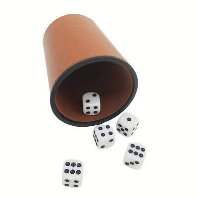 TEMU Synthetic Leather Dice Shaker Set - Silent, Hexagonal, Casting - Ideal For Christmas And Spring Festival Games, Dice Decor