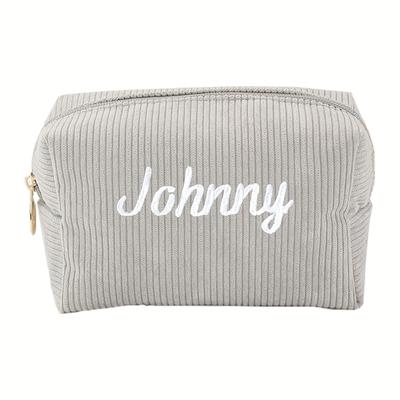 TEMU Customizable Embroidered Stripe Square Pouch - Personalized With Name Or Message, Fabric, Ideal For Gifts Or Personal Use, Gift Item|personalized Accessory|durable Fabric, Pouches Image