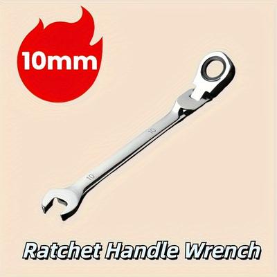 TEMU 1pc Portable Flexible Head Ratchet Wrench, Outdoor Durable Tool Wrench, Flexible Spanner For Auto, Home Appliance Repair, And Bicycle Maintenance, Handy Too Image