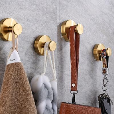 TEMU Fashion Brushed Stainless Hooks - Wall Mount Towel Hanger, No Drill Required Suction Cup Hooks For Bathroom, Reusable Door Clothes Rack, Ideal For Christmas & Halloween Gifts Image