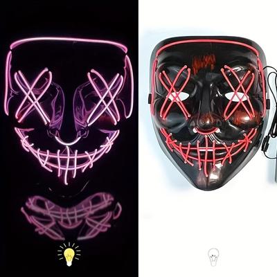 TEMU 1pc Plastic Mask, Glow In The For Holiday Dance Party Games Image