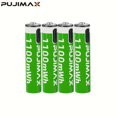 TEMU Pujimax Rechargeable Lithium Batteries - 1.5v Aa/aaa, 1100mwh/3400mwh, Fast Charge Via Usb-c, Includes Charging Cable & Battery Holder, & Long , Rechargeable Battery | Holder | Durable Battery Image