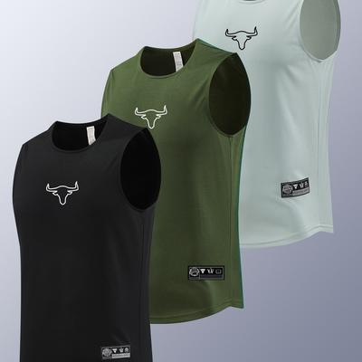 TEMU 3pcs Men's Summer Workout Tank Tops - Breathable Moisture-wicking Fabric, Geometric Logo Design, Regular Fit For Gym , Machine Washable (black/dark Green), Sports Activewear | Durable Sportswear Image