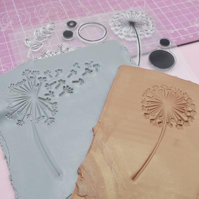 TEMU Silicone Dandelion Embossing Template For Polymer Clay & Ceramic Pottery - Reusable Textured , Diy Art Crafts, Jewelry Making, Mixed Colors Image
