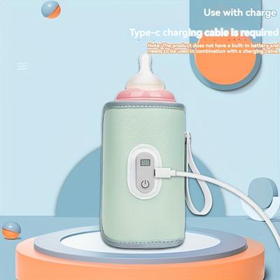 TEMU 1pc Portable Bottle Heating Pouch, Usb Rechargeable Thermostat Bottle Cover, Portable Universal Bottle Warmer, Suitable For Home And Outdoor Use, Easy To Carry, Color Options: Pink, Green, Blue Image