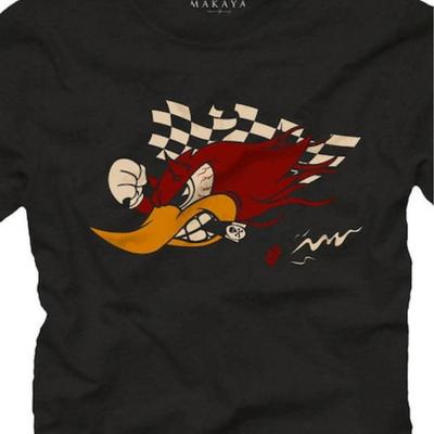 TEMU Men's 100% Cotton T-shirt, Hot Rod Rider Pattern, Casual Streetwear, Crew Neck, Short Sleeve, Regular Fit, Knitted Fabric, Image