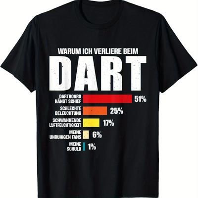 TEMU Dart Jersey For Men Dart Dartboard T-shirt Classic Dart T-shirt Funny Men's T-shirt, Vintage Men's T-shirt Men's Summer Casual T-shirts, Outdoor Sports T-shirt Image