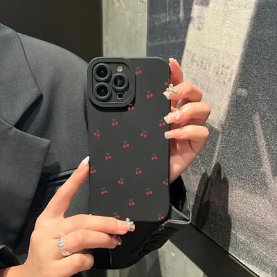 TEMU Black- Cherries Covering The Screen, Suitable For Phone Cases. Image