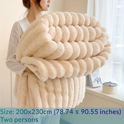 TEMU Luxurious Soft Plush Blanket Super Soft Rabbit Blanket - Soft, Warm And Comfortable For Sofa, Bed, Office And Travel - Versatile Gift, Christmas Gift Image