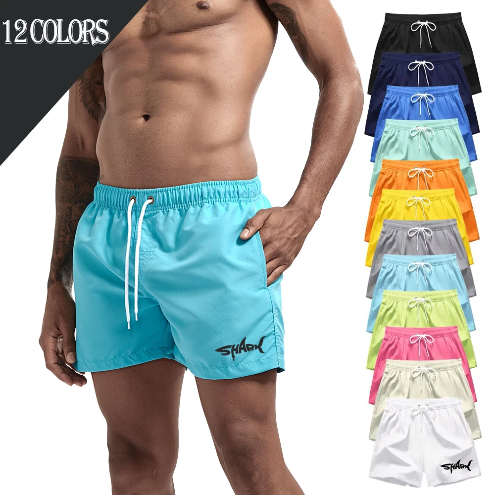 Badehose mit Hai-Aufdruck, lässige Badeshorts, schnell trocknende Strandshorts für Herren, Schwimmen, Surfen, Strand, Pool, Party, Sommer, 12 Farben Image