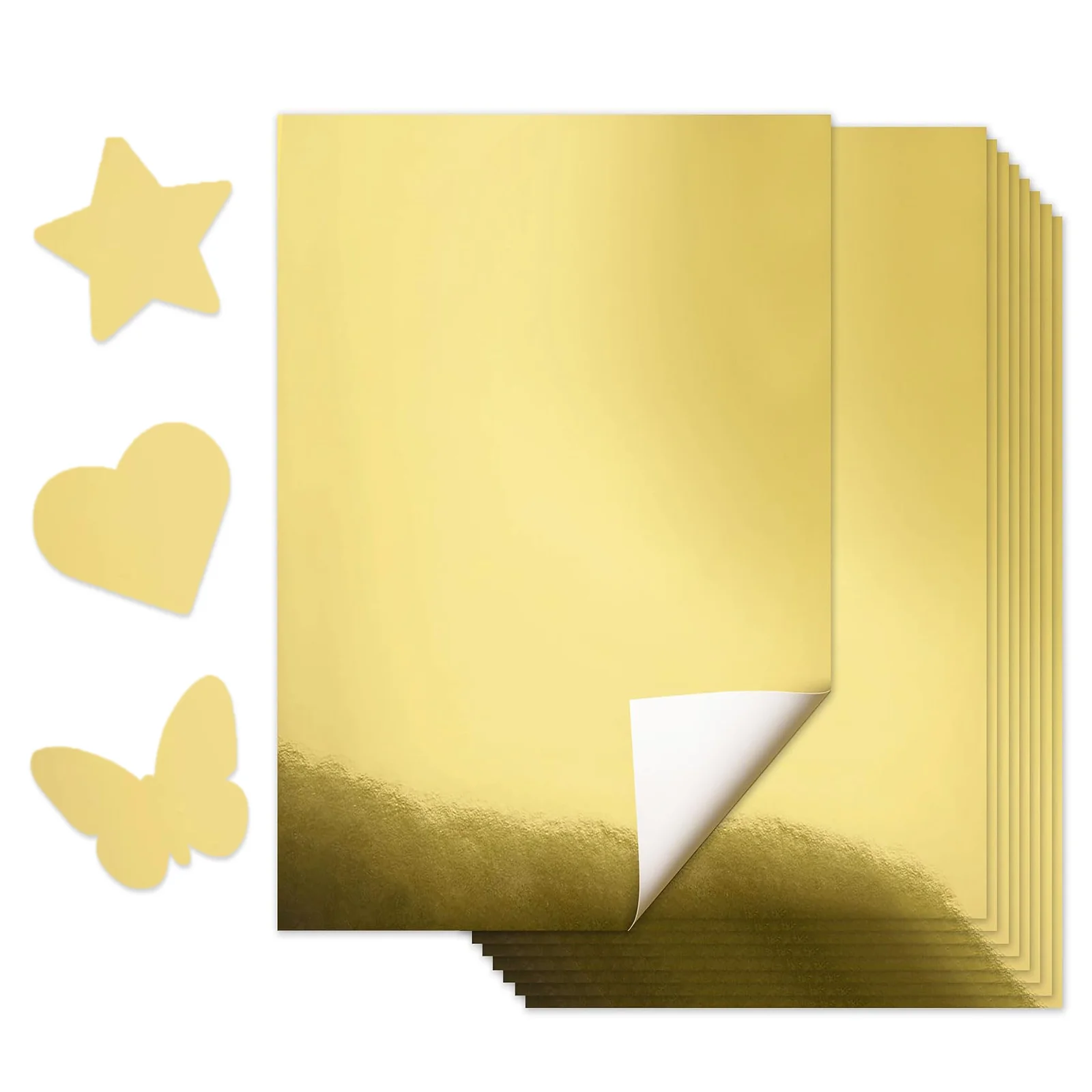 10 Blatt Metallic-Gold-Kartonpapier im A4-Format mit hochreflektierendem Spiegel, einseitig, zum Selbermachen, handwerklich, hochglanzpoliert, Karton Image