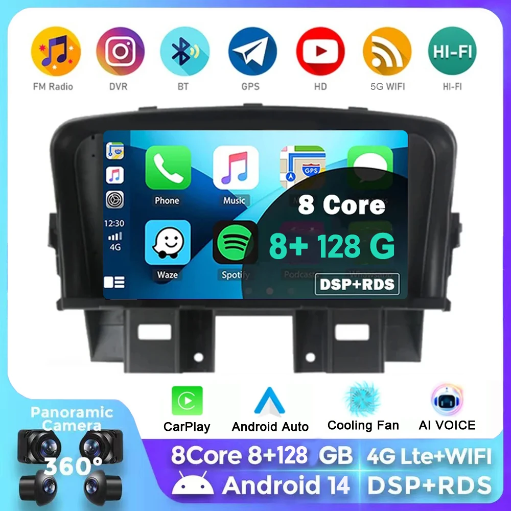 7 zoll Android 14 Auto Für Chevrolet Cruze 2008-2014 Auto Radio Video Player Multimedia GPS Carplay Auto BT RDS navigation Gebaut-in Image