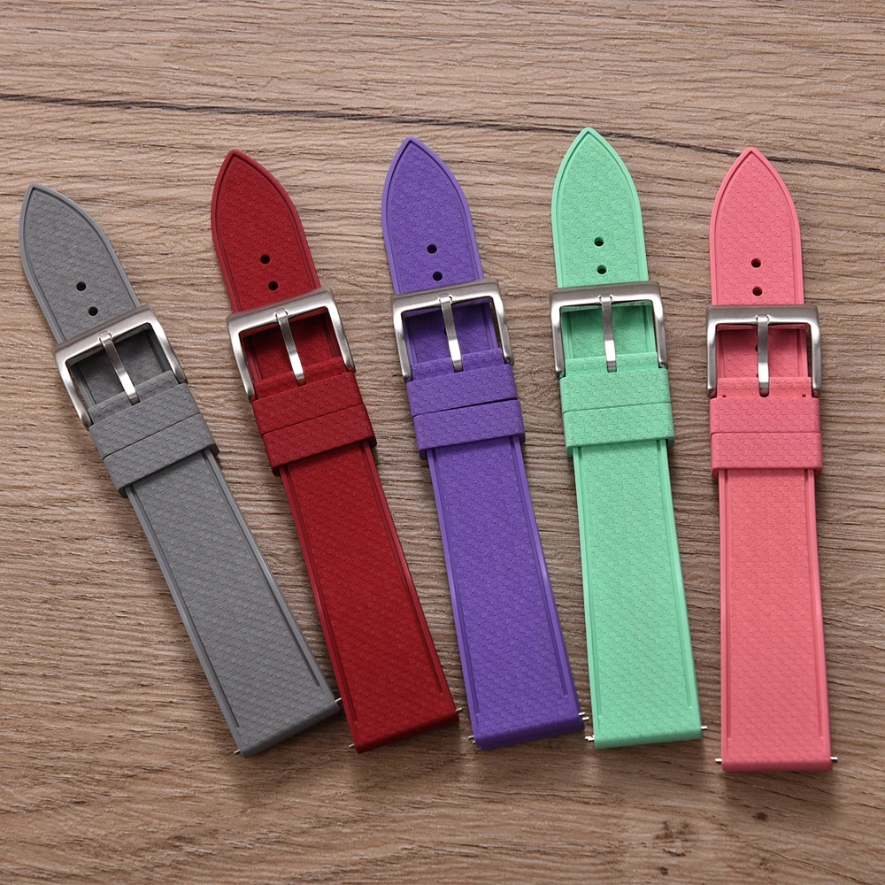 Hochwertiges Gummi FKM FPM Weiche Uhrenarmbänder 20 mm 22 mm Schnellverschluss-Uhrenarmbänder Wasserdichtes Tauchen Langlebiges Armband für Mosaik Image