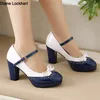 Süße Candy Farbe Patent Leder Mary Jane Blockabsatz Frauen Schuhe Knöchelriemen Pumps Party Cosplay
