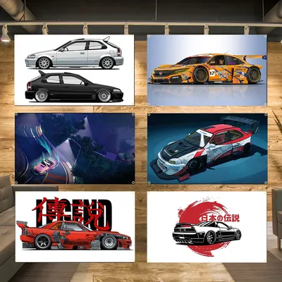 90x150cm 3X5FT H Rennwagen Coole JDM-Flaggen Polyester bedrucktes Banner zur Dekoration CS Image