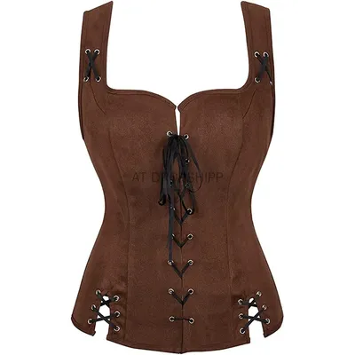 Mittelalter liche Frauen Vintage Wildleder Korsett Top viktoria nischen Piraten Dame Weste Renaissance keltischen Bogenschütze Cosplay Halloween Kostüm Image