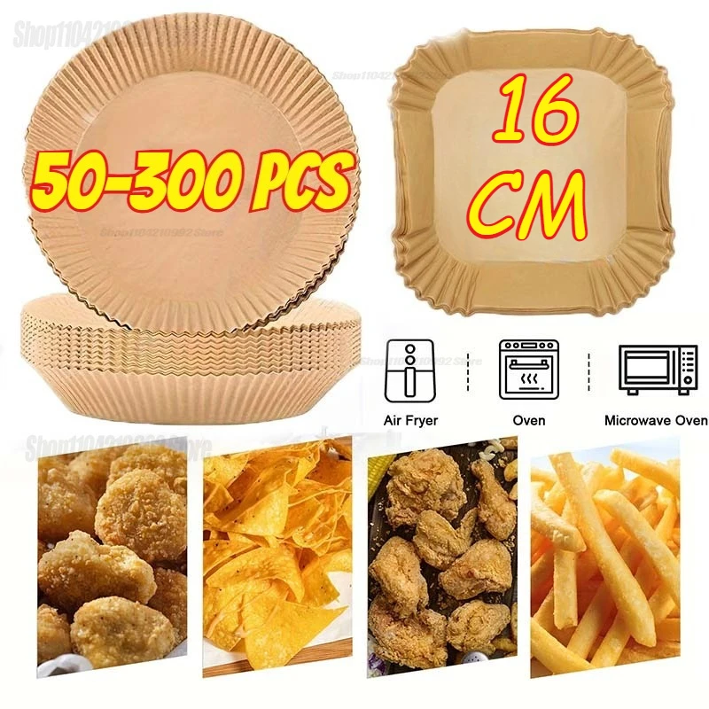 Air Fryer Einweg-Papier-Air Fryer-Zubehör, quadratisch, rund, ölbeständig, Antihaft-Matte zum Backen in der Küche, Backofen Image
