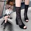 Peep Toe innen spitze air mesh high Heels Frauen Schuhe Frau freizeit Sommer Kühlen Stiefel Sexy
