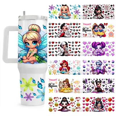 40OZ Tumbler Wrap Schöne Königin Prinzessin Cartoon Charaktere UV DTF Aufkleber Benutzerdefinierte Image