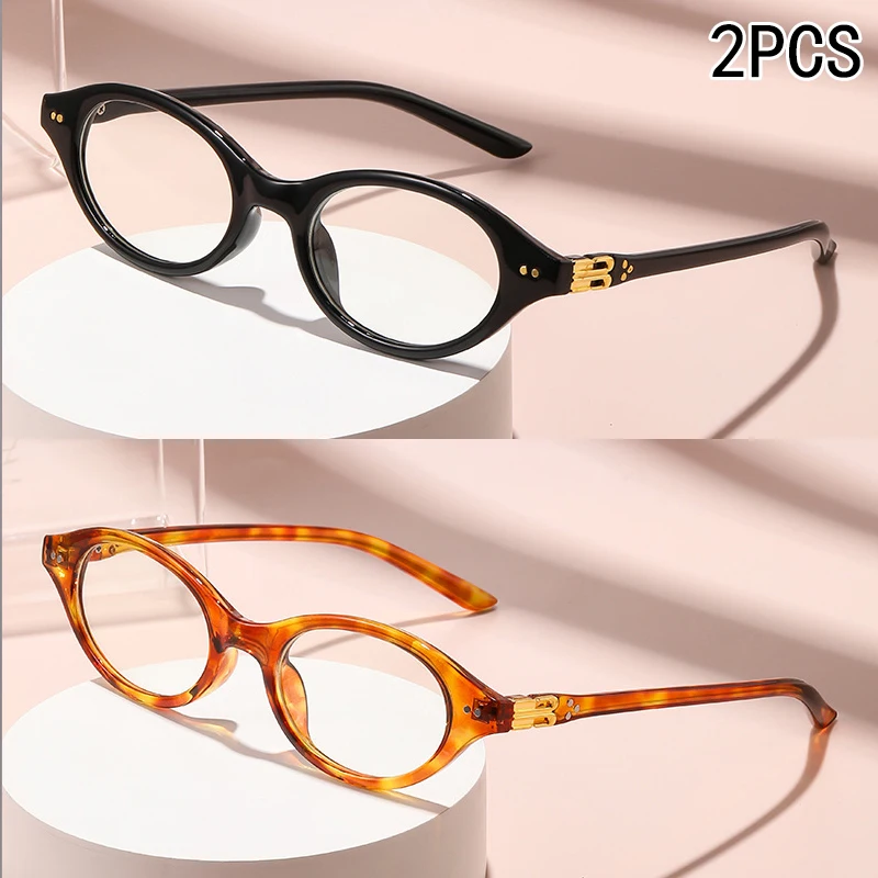 2PCS Retro Oval Lesebrille High-end-Mode Mittleren Alters Und Ältere Einzigen Licht Lesebrille 6106 Image