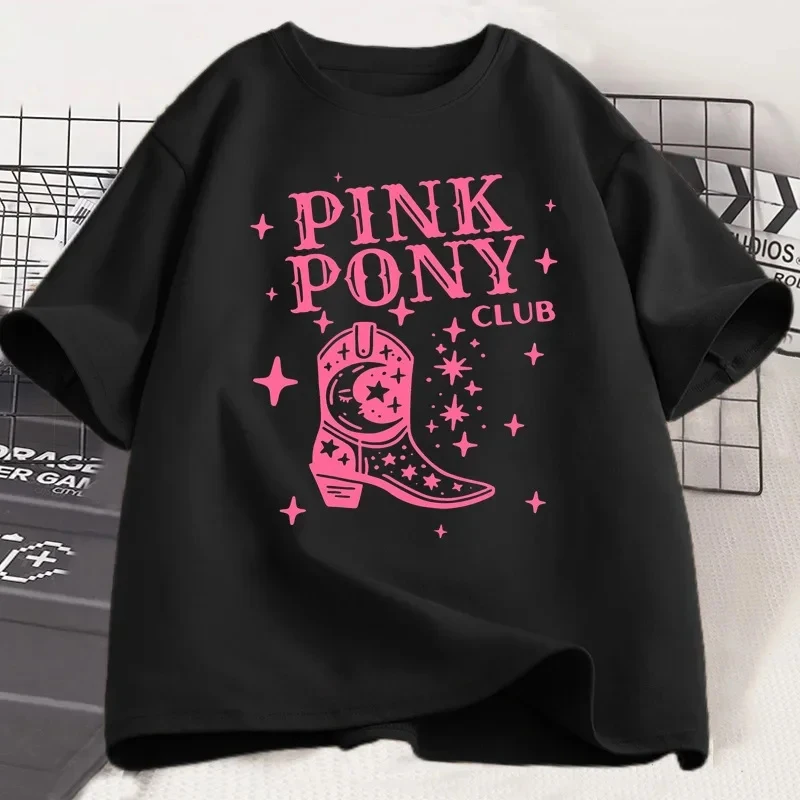 Pink Pony Club Chappell Roan Cowgirl Stiefel T-Shirt Damen Hip Hop Mode Country Musik T-Shirt Lady Girl Baumwoll-T-Shirts Unisex