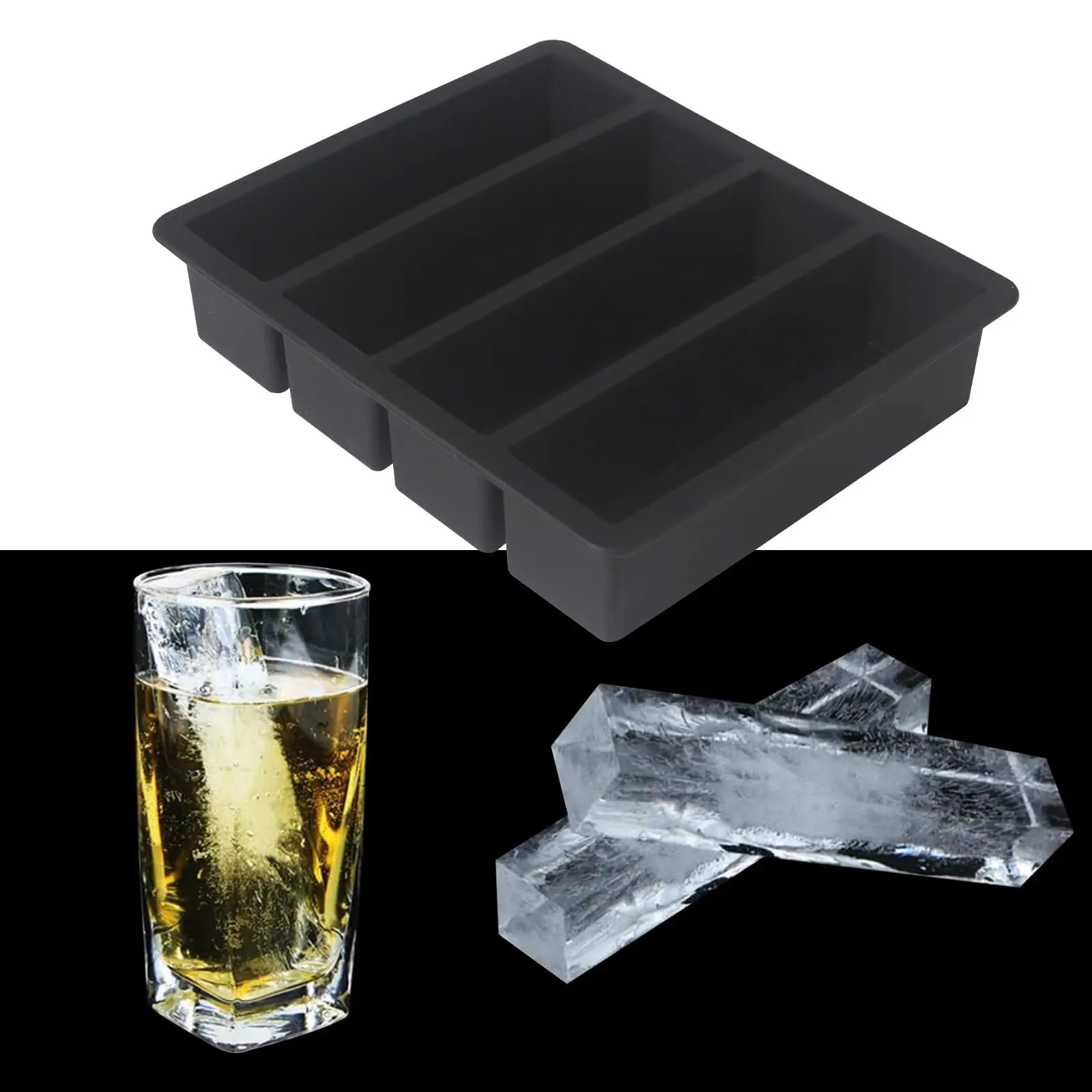 Silikon-Eiswürfelschalen, Butterform, 2er-Set, leicht zu lösende lange Würfelschalen für Cocktails und Whiskeys, Backform für Instant Pot Image