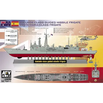 AFV Club SE70011 ADELAIDE-KLASSE im Maßstab 1:700, GUIDED MISSILE FRIGATE & SANTA MARIA-KLASSE Image