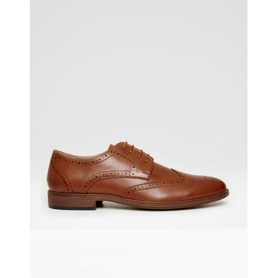 Threadbare Men's Tan Brown Faux Leather Brogues