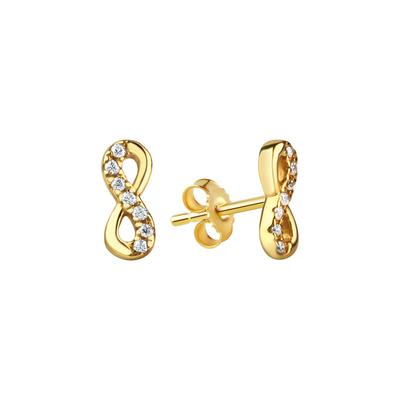 Paar Ohrstecker VIVANCE "925/- Sterling Silber vergoldet Infinity Zirkonia", gelb (gelb, weiß), Ohrringe, Damen, ONE-SIZE, Silber 925 (Sterlingsilber) Image