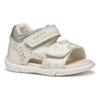 Lauflernschuh GEOX "B SANDAL ZAPITO GIRL", Kinder, Gr. 23, silber (weiß, silberfarben), Synthetik, elegant, Schuhe, Glitzersandale, Klettschuh, Babyschuh mit Metallic Druck
