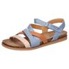 Riemchensandale MUSTANG SHOES, Damen, Gr. 37, bunt (hellblau, braun), Lederimitat, kontrastfarbene Details, casual, Schuhe, Barfußschuh, Klettschuh mit Tieffußbett