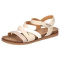 Riemchensandale MUSTANG SHOES, Damen, Gr. 41, beige (creme, beige), Lederimitat, casual, Schuhe, Barfußschuh, Klettschuh, Sommerschuh mit Tieffußbett, Topseller